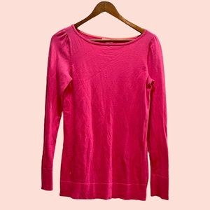 Lilly Pulitzer Women's Medium Boat Neck Hot Pink Lightweight Long Sleeve Sweater